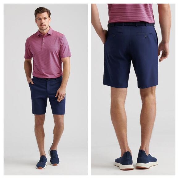 Peter Millar Mens Navy Salem Performance Polyester Shorts Golf Stretch - Size 36 - Picture 1 of 10